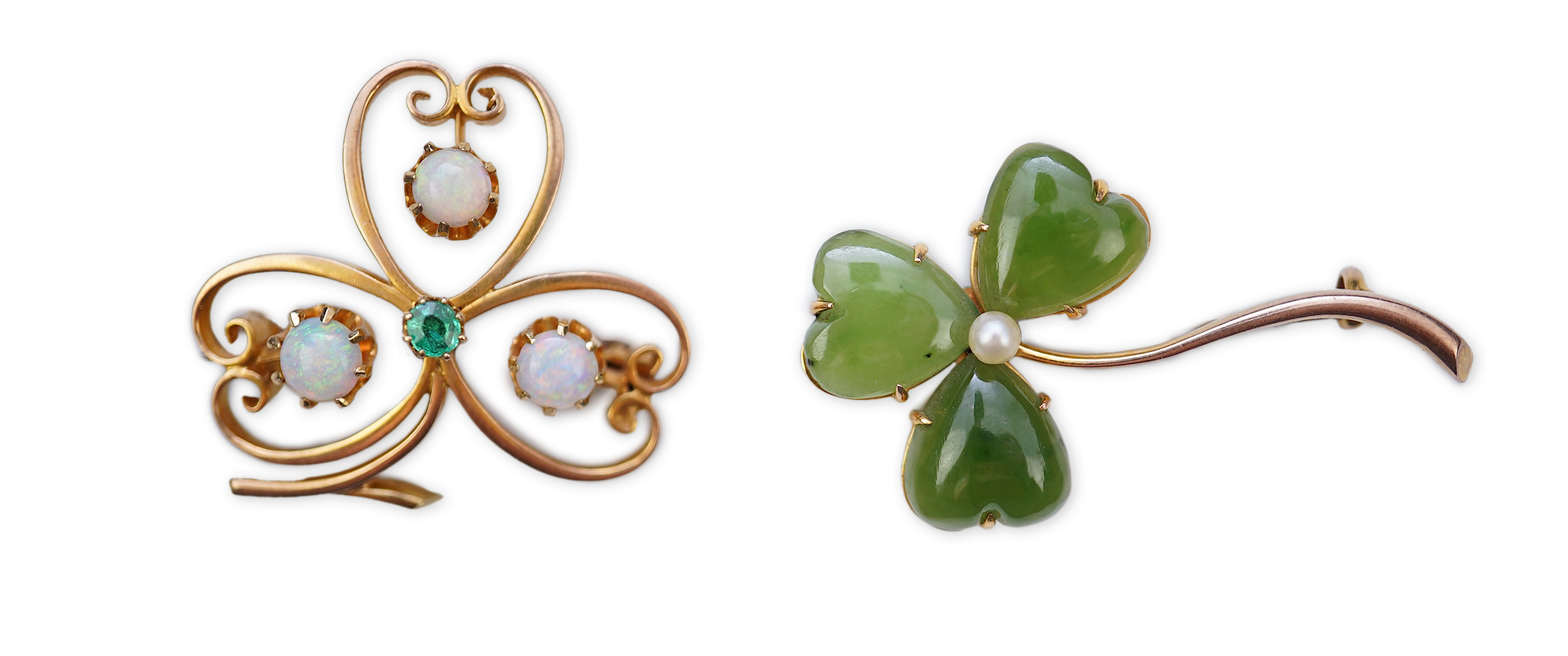 Two gem-set brooches